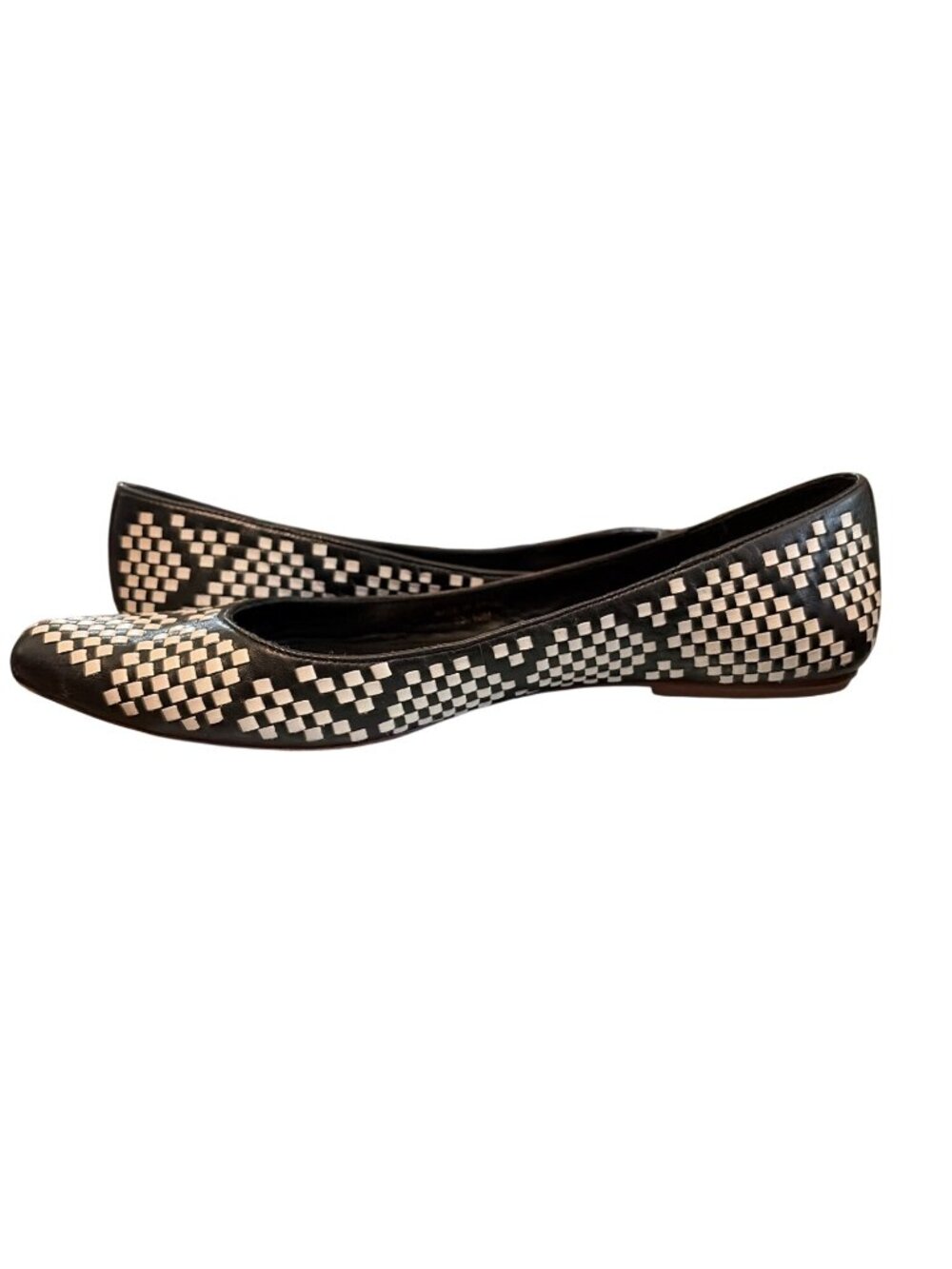 Rebecca Minkoff Idelle Woven Leather Flats Black White Pointed Toe Size 10 EUC - Picture 5 of 10